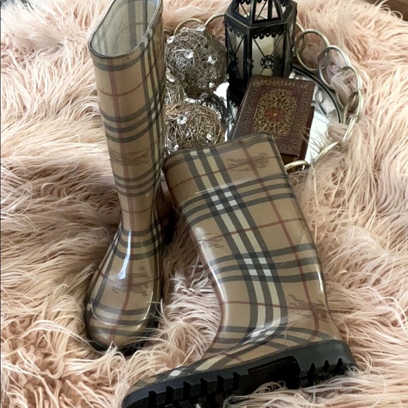 Burberry brown house check pattern rain boots - Picture 1 of 3